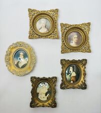 Vtg Lot of 5 Gold Frames w/ Victorian Style Portraits Cameo Creations picture