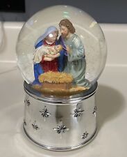 Reed & Barton SNOW GLOBE Mary Joseph and baby Jesus, musical, plays Silent Night picture