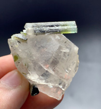 85 Cts Green Cap Tourmaline Crystal With Quartz Combine From Pakistan picture