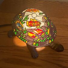 Turtle Mosaic Night Light  Tiffany Style  Stained Glass Table Lamp  Metal Base picture