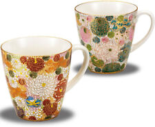 KUTANI WARE Pair Mug Flower Filled AK5 0934 Traditional Craft JapanNew picture