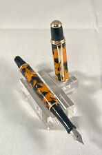 Handmade Deluxe Fountain Pen.  Gold and Black Acrylic.  Gatsby Design picture