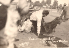 RPPC Bucking Contest Bakersfield CA Rodeo Landstrom VTG Action Photo Postcard picture
