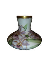Antique Limoges Depose Gold Encrusted Cattleya Orchid Porcelain Vase France Fine picture