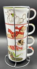 Pier 1 Christmas stacking  dog mugs With Standing Rack picture