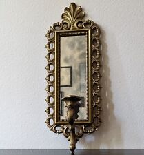 1972 Vintage Gold Wall Candle Holder Smoked Mirror Homco #2352 Hollywood Regency picture
