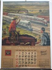 ORIGINAL 1945 CB&Q Burlington Railroad Calendar w Cowboy & Farmer picture