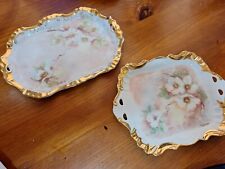 Vintage hand Painted Limoges Vanity Perfume And Jewlery Trays .Sold As A Set. picture