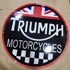 TRIUMPH MOTORCYCLES PORCELAIN ENAMEL SIGN 30 INCHES ROUND picture