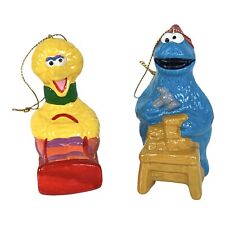Vintage SESAME STREET Big Bird & Cookie Monster Christmas Tree Holiday Ornament picture