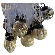 KUGEL Style Silver Mercury Glass Christmas Miniature Ornaments (set of 24) picture