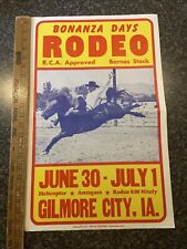 1960s Vintage Poster, BONANZA DAYS RODEO, R.C.A. Approved, GILMORE CITY, IOWA picture