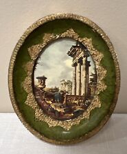 VINTAGE Green/Gold Gilt Oval FRAME - ITALY - 4 3/4” X 3 7/8” picture