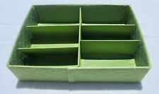 Vtg 1950s/1960s Apple Green Quilted Satin Vanity Dresser Box 6 Divider Organizer picture