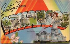 c1940s ARKANSAS Large Letter Postcard State Capitol & Flower / Tichnor Linen picture