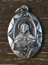 Vintage Catholic Creed Sterling Silver Sacred Heart Of Jesus Pendant 1 Inch picture