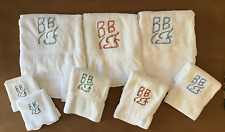Vintage 1960s Wamsutta Towels Monogram bFb set of 8 pcs on white terrycloth  USA picture