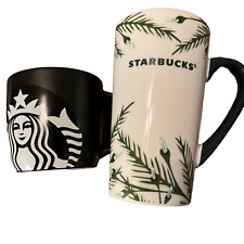 Starbucks  Black 14 Ounce 2017 Siren 2020 Green White 16 Oz Mugs Lot Of 2 Cups picture