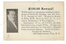 VTG Early 1900's Postcard $100 Reward Daniel M. Sheehan Unposted picture