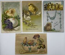 Antique 1910-1911 Easter Postcard Lot Of 4 W/ Embossed 🐤🐥🐣Chicks🐣🐥🐤 picture