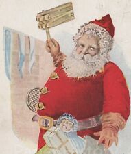 c.1919 Vintage Santa Claus Delivering Toys Christmas Postcard Doll, Noisemaker picture
