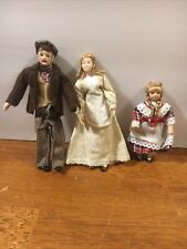 Antique Bisque German Dolls Father Dollhouse Doll Mother And Child picture