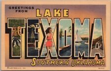 LAKE TEXOMA, Oklahoma Large Letter Postcard Multi-View / Curteich Linen c1948 picture