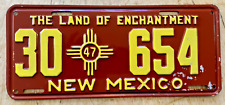 RARE  1947 NEW MEXICO AUTO LICENSE PLATE 