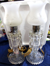 GORGEOUS PAIR OF CRYSTAL LAMPS, ANTIQUE, MATCHING, PRISMS OUT OF THE 1940'S picture