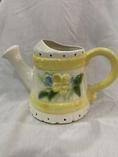 Hand Painted Kiln Fired Glazed Ceramic Watering Can Planter picture