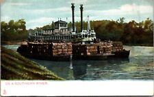 Postcard On A Southern River, Boats Ships Moving Cotton or Other Material picture