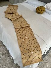 Vintage Authentic African KUBA CLOTH Hand Woven Raffia Textile Panel w/ Shells picture