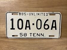 1958 Tennessee License Plate BUS LIMITED 10A - 06A picture
