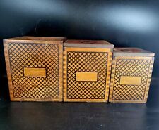 Vintage Mid Century  Wood 3 Canister Set picture