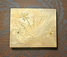Vintage Mother of Pearl and Brass Compact Gemstones Mirror picture
