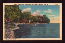 POSTCARD : NEW YORK - RYE NY - OCEAN SHORE NEAR PLAYLAND LINEN VIEW picture