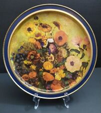 Vintage Floral metal tray plate Odilon Redon 11.75