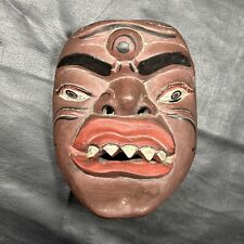3 Eyed Devil Demon Balinese Chinese Wooden Mask Folk Wall Art Handmade Carved picture