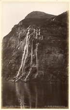 J.V., Norway, Seven Sisters. Söster. Vintage Geirangerfjord Albumen Print. Wine picture