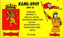 Vtg CB Radio Ham Amateur QSL QSO Art Card Fairhaven Massachusetts KAML-0949 picture