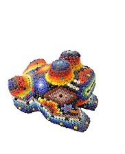 Vintage Huichol Sculpture Mexican Folk Art Bead Beaded Figurine Frog Toad picture