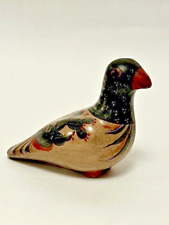 Vintage Mexican Tonala Burnished Clay Pottery Bird Hand painted in Mexico Bird picture