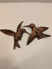 VTG 70's Set Of 2 Hummingbirds Dart IND. Plastic Copper Bronze Shades Wall Art picture
