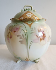 Vintage Prussian Floral Porcelain Footed Jar 8