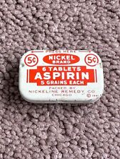 Vintage 1941 Aspirin Medicine Tin Nickel Brand Nickeline Remedy Co. Chicago, IL picture