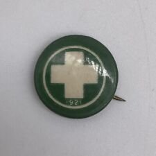 Antique 1921 Rare Green Cross Pin Button picture