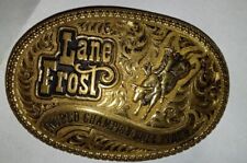 Lane Frost Gist Silversmiths Belt Buckle Bull Riding Rodeo Slightly Bent picture