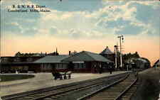 Cumberland Mills ME B&M RR Train Station Depot c1910 Postcard picture