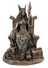 Frigga w Throne Viking Norse Mythology Goddess Love Marriage Statue Bronze Color picture
