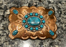 Vintage Belt Buckle Copper and Turquoise copper Bell Trading Company picture